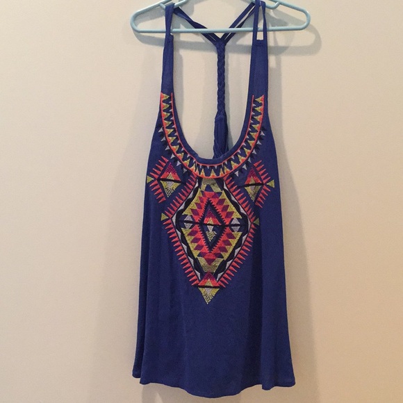 Blue Aztec patterned tank top - Picture 1 of 2